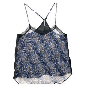 Women’s Lace Trim Printed Spaghetti Strap Cami Top